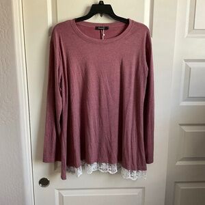 Sanifer Lace Detail Maroon Tunic - Size XXL